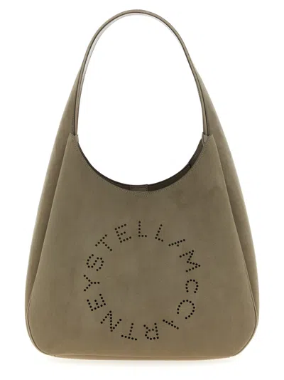 Stella Mccartney Grey Logo Large Shoulder Bag In Gray