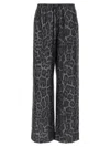 Stella Mccartney Wide Leg Animal Print Trousers With Elastic Waistband In Gray