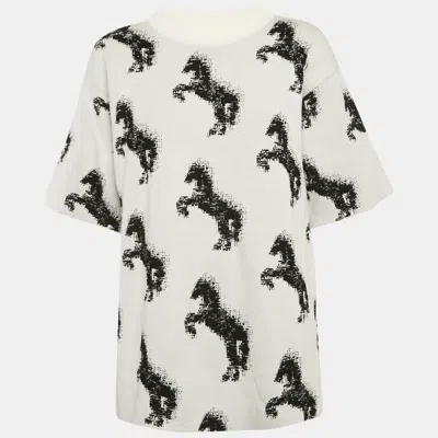 Pre-owned Stella Mccartney Grey Pixel Horse Intarsia Knit Sweatshirt M