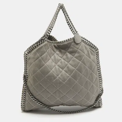 Pre-owned Stella Mccartney Grey Quilted Faux Suede Falabella Tote
