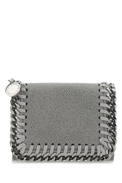 STELLA MCCARTNEY GREY SHAGGY DEER MINI FALABELLA WALLET