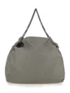 Stella Mccartney Grey Shoulder Bag  With Diamond-like Chain And Logo Charm On The Front In Ecoleathe In Gray