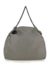 Stella Mccartney Grey Shoulder Bag  With Diamond-like Chain And Logo Charm On The Front In Ecoleather Woman