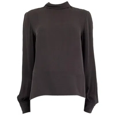 Pre-owned Stella Mccartney Grey Silk Mock Neck Long Sleeve Blouse Shirt 40 S In Gray