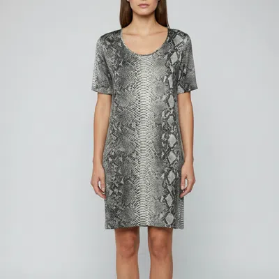 Pre-owned Stella Mccartney Grey Snakeskin Print Satin Short Sleeve Tunic L