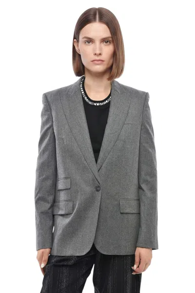 Stella Mccartney Grey Solid Peaked Lapel Blazer In Gray