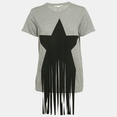 Pre-owned Stella Mccartney Grey Star Fringed Jersey T-shirt S