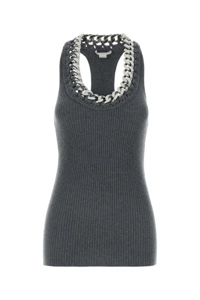 STELLA MCCARTNEY GREY STRETCH WOOL BLEND TOP