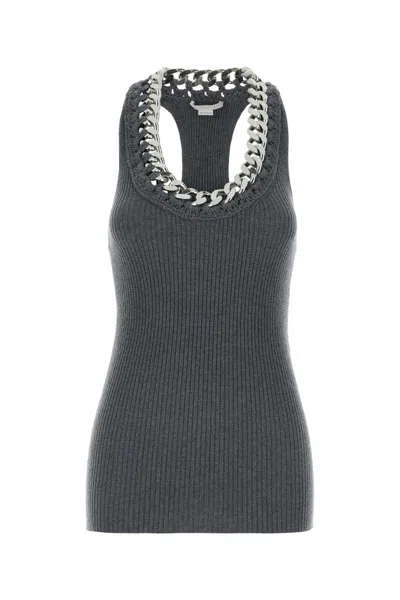 STELLA MCCARTNEY GREY STRETCH WOOL BLEND TOP