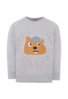 Stella Mccartney Grey Sweatshirt For Boy With Orange Logo And Beaver In Gray