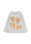 Stella Mccartney Grey T-shirt For Baby Boy With Squirrel In Gray