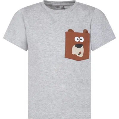 Stella Mccartney Kids' Grey T-shirt For Boy With Bear Print