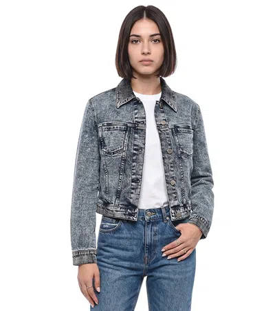 Stella Mccartney Grey Textured Shirt Collar Jacket In Blue