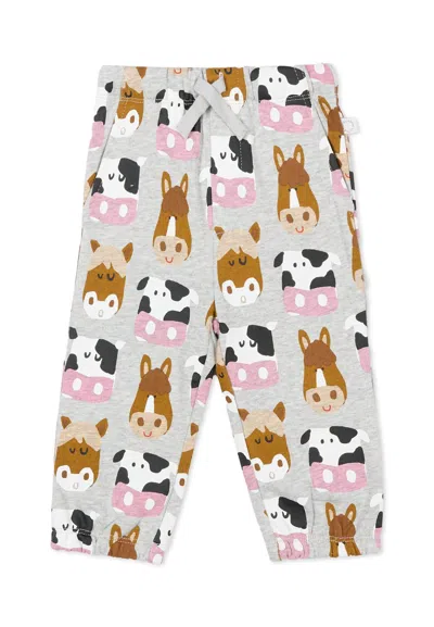 Stella Mccartney Grey Trousers For Baby Boy With Animal Print In Gray