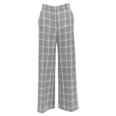Pre-owned Stella Mccartney Grey White Houndstooth Checkered Wide Leg Pants It36 Xxs