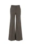Stella Mccartney Micro Houndstooth Wool Trousers With Flared Leg In Gray