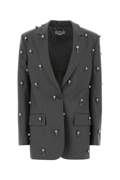 Stella Mccartney Tailored Wool Blazer Embellished Design In Black