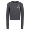 Stella Mccartney Grey Wool Cropped Horse Chain Embroidered Jumper In Grey