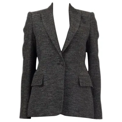 Pre-owned Stella Mccartney Grey Wool Lurex Single Button Blazer Jacket 40 S In Gray