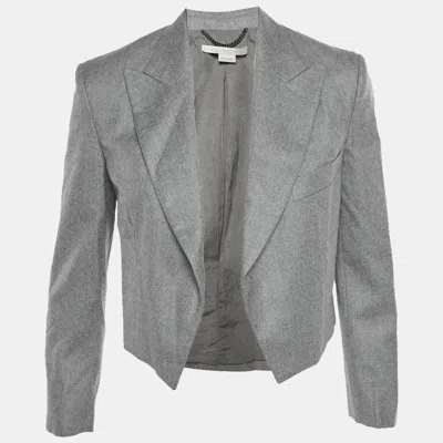Pre-owned Stella Mccartney Grey Wool Open Front Cropped Blazer Xxs In Gray