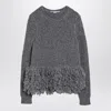 Stella Mccartney Grey Wool Sweater With Feather Insert In Gray