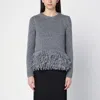 Stella Mccartney Feather Peplum Knitted Wool Sweater In Grey