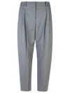 Stella Mccartney Flannel Cropped Pleated Trousers In Grey