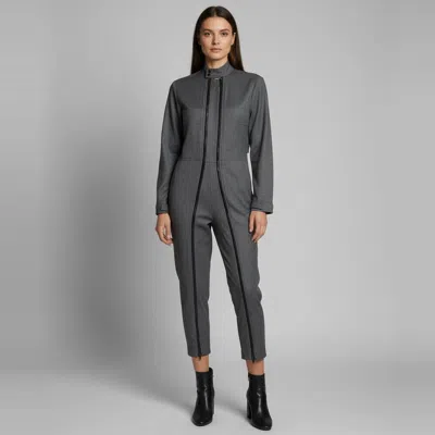 Pre-owned Stella Mccartney Grey Wool Zip Up Jumpsuit S In Gray
