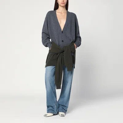 Stella Mccartney Grey/dark Green Cardigan With Crossed Sleeves