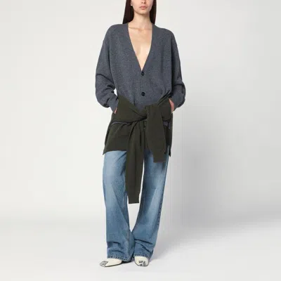 Stella Mccartney Grey/dark Green Cardigan With Crossed Sleeves