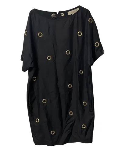 Stella Mccartney Grommet Midi Dress In Black Silk