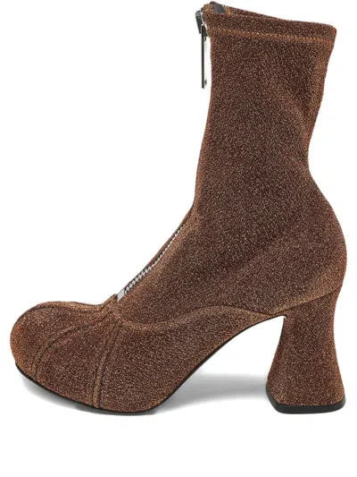 Pre-owned Stella Mccartney Groove Lurex Ankle Boots In Brown