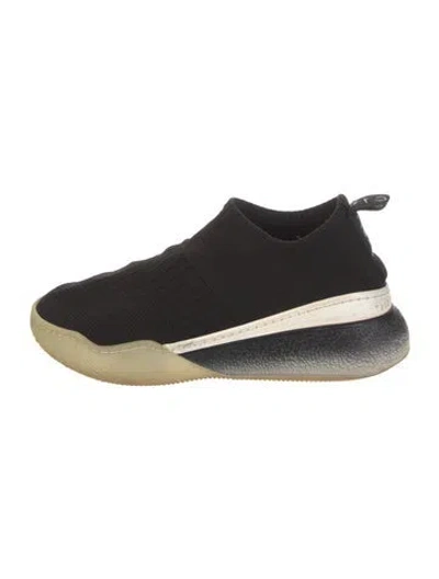 Pre-owned Stella Mccartney Grosgrain Trim Sock Sneakers In Black