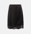 STELLA MCCARTNEY GUIPURE LACE-TRIMMED SATIN MIDI SKIRT