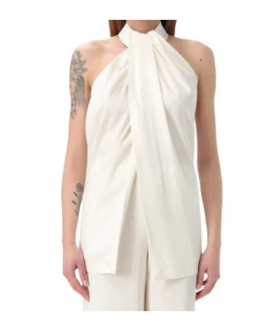 Stella Mccartney Halter Neck Velvet Top In White