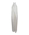 Stella Mccartney Shiny Satin Jumpsuit With Crossover Halterneck In White