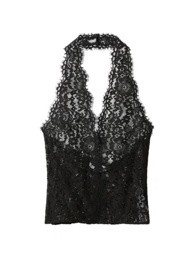 Stella Mccartney Halterneck Lace Top In Black