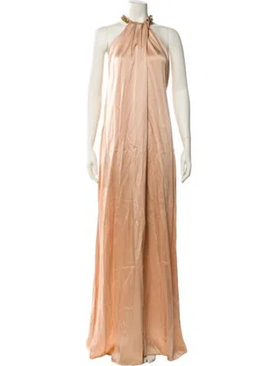 Pre-owned Stella Mccartney Halterneck Long Dress In Neutral