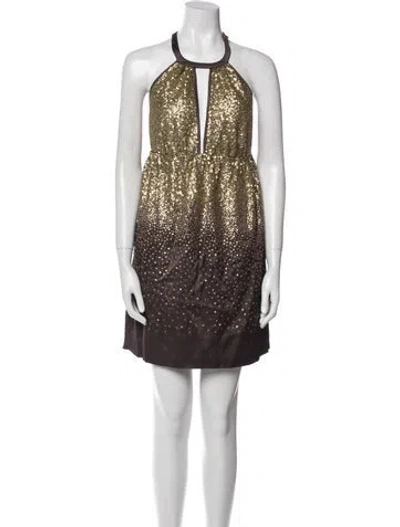 Pre-owned Stella Mccartney Halterneck Mini Dress In Brown