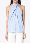 Stella Mccartney Light Blue Top With Panel And Halter Neckline In Light Blue