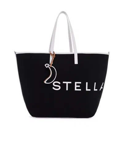 STELLA MCCARTNEY STELLA MCCARTNEY LOGO PRINTED CONTRAST-TRIM TOTE BAG
