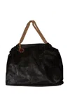Stella Mccartney Eco Shaggy Deer Tote With Gold-colored Chain In Black
