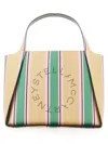 Stella Mccartney Tote Bag With Double Handles And Logo Detail In Stripped
