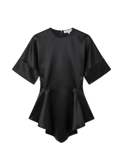 Stella Mccartney Handkerchief-sleeve Satin Top In Black