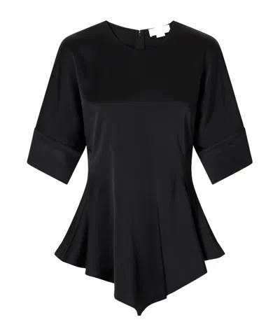 Stella Mccartney Handkerchief-sleeve Satin Top In Black