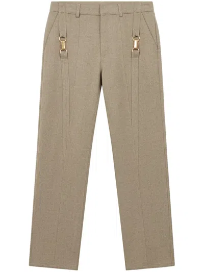 Stella Mccartney Hardware-detail Flannel Wool Trousers In Neutrals