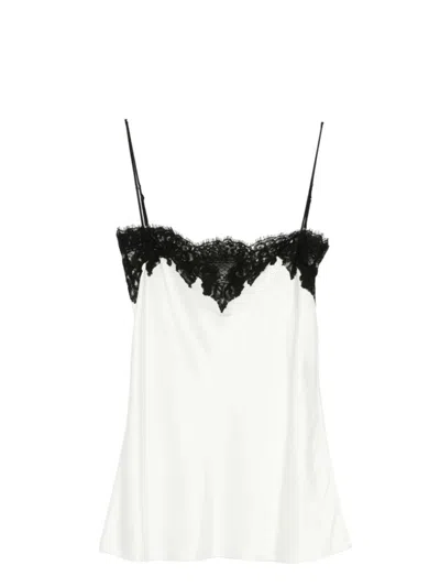 Stella Mccartney Haut Sans Manches En Satin Et Dentelle In White