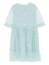 Stella Mccartney Embroidered Tulle Dress In Blue