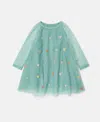 Stella Mccartney Heart Embroidered Long-sleeve Dress In Gray