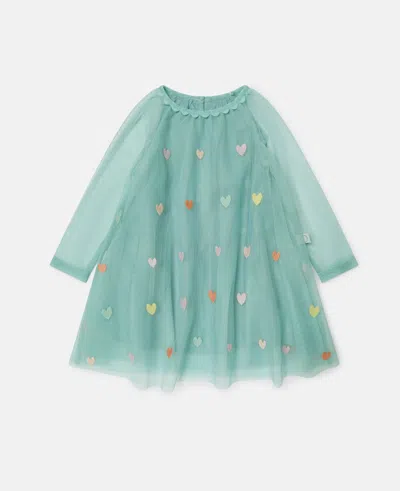 Stella Mccartney Heart Embroidered Long-sleeve Dress In Gray